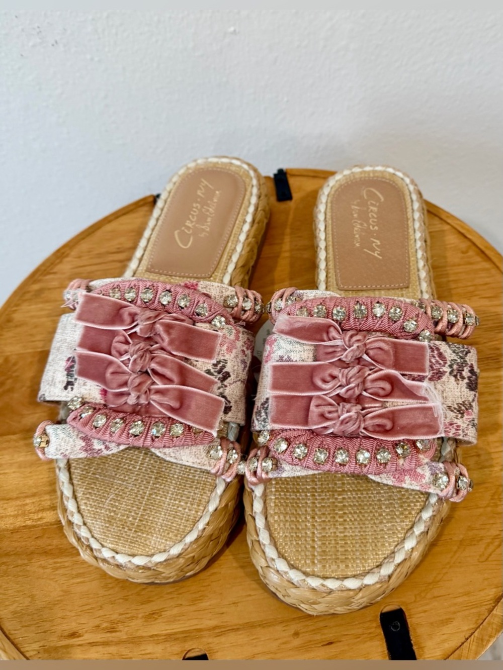 Circus by Sam Edelman Pink Velvet Bow Wyatt slide size 9 - Picture 2 of 7